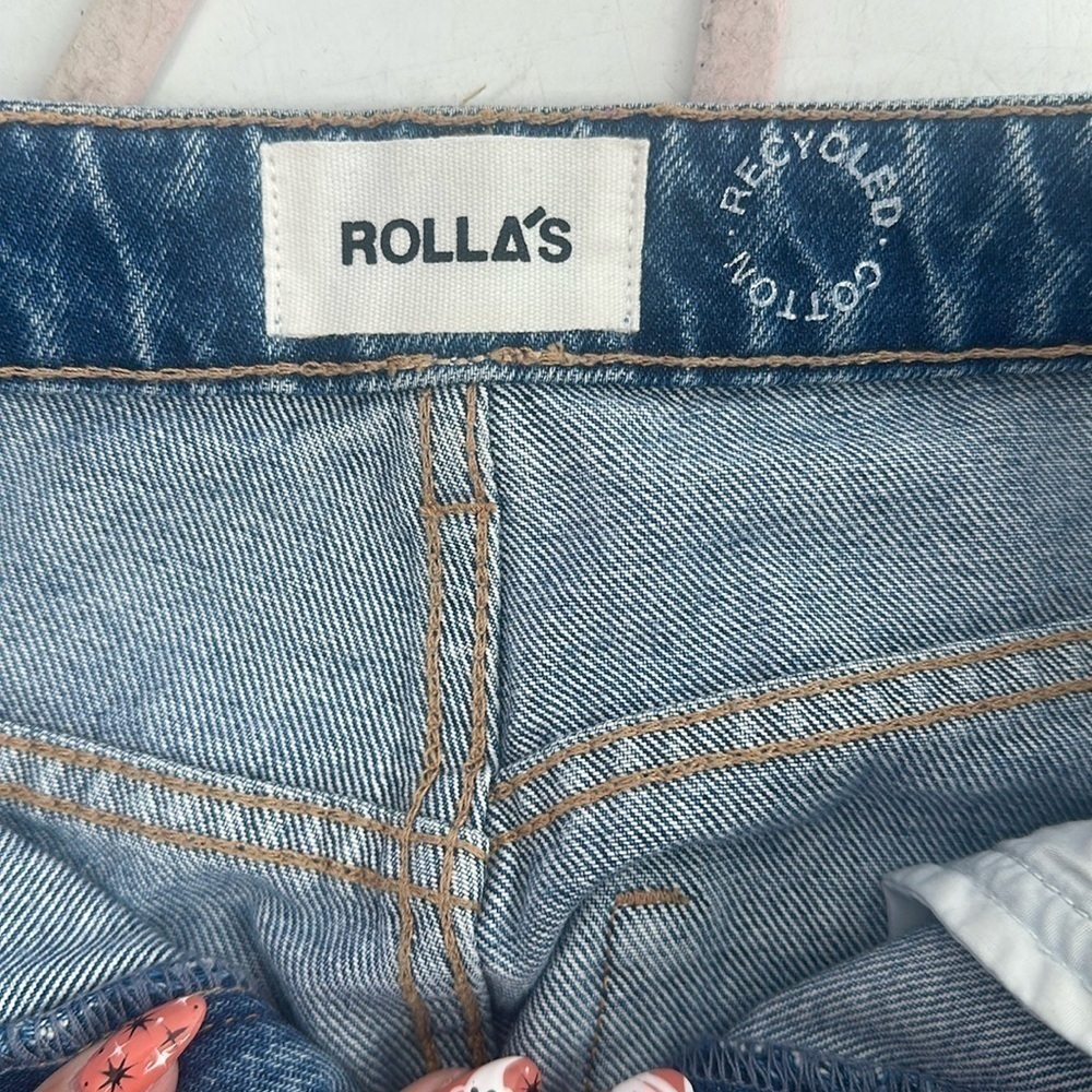 Rolla’s Dusters Jeans highrise slim rigid distressed knee medium wash sz 26 - Picture 5 of 14